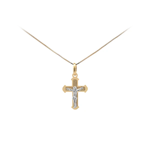 Gold Pendant Cross with Jesus Christ