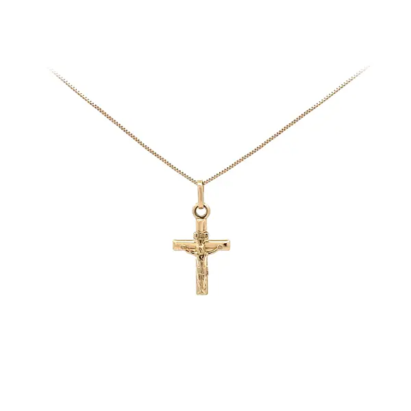 Gold Pendant Cross with Jesus Christ