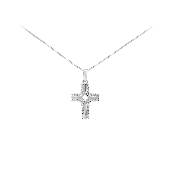 Pendant Cross with White Gold Zircons
