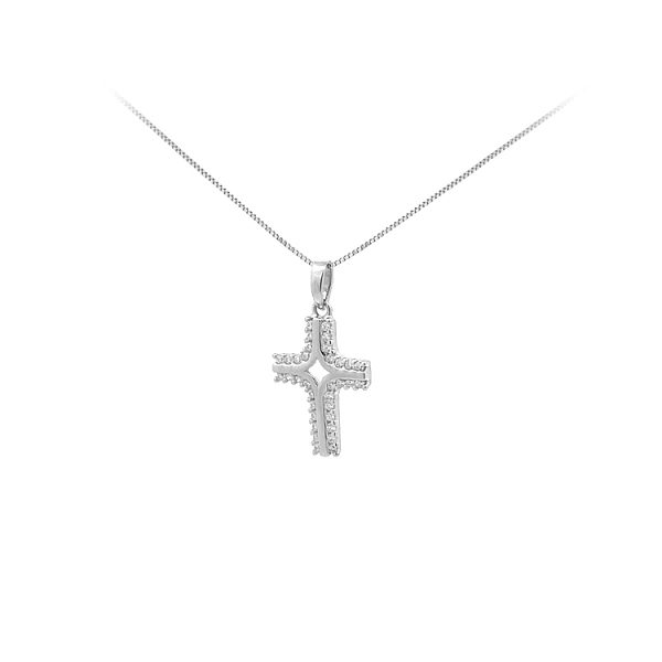 Pendant Cross with White Gold Zircons