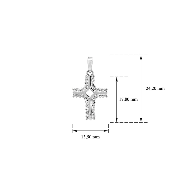 Pendant Cross with White Gold Zircons