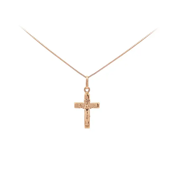 Gold Pendant Cross with Jesus Christ