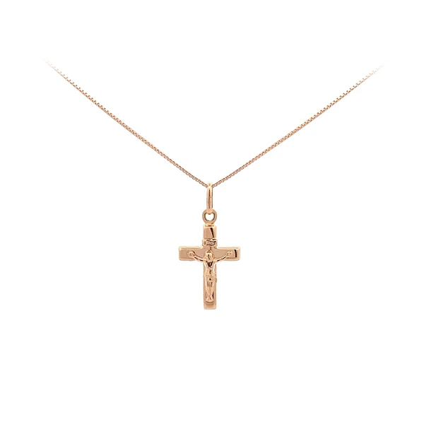 Gold Pendant Cross with Jesus Christ