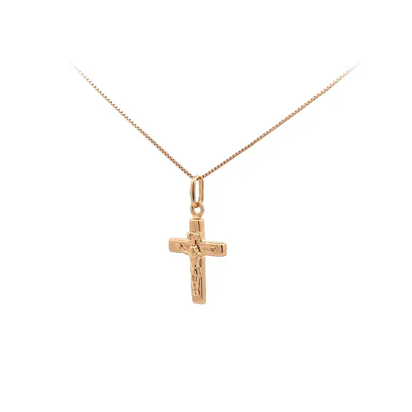 Gold Pendant Cross with Jesus Christ