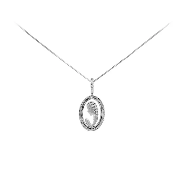 Pendant Virgin Mary with White Gold Zircons