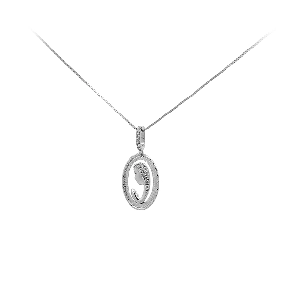 Pendant Virgin Mary with White Gold Zircons