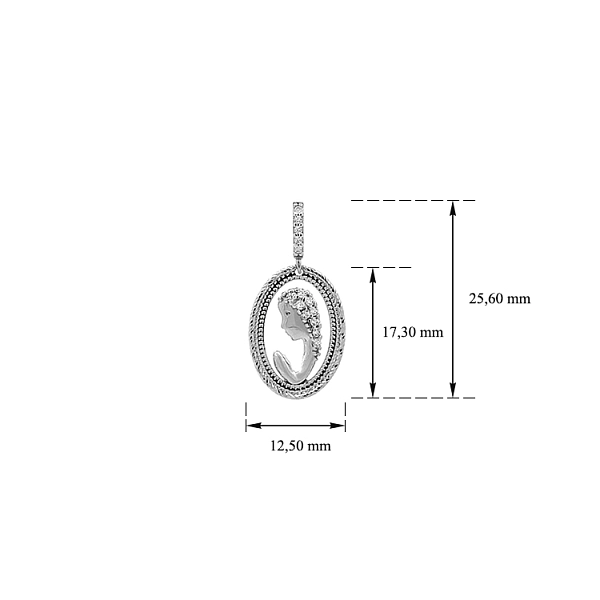 Pendant Virgin Mary with White Gold Zircons