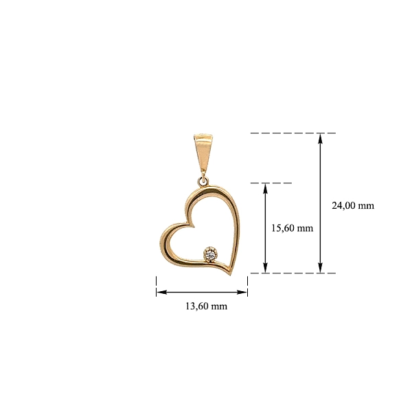 Gold Pendant Heart with Zircon
