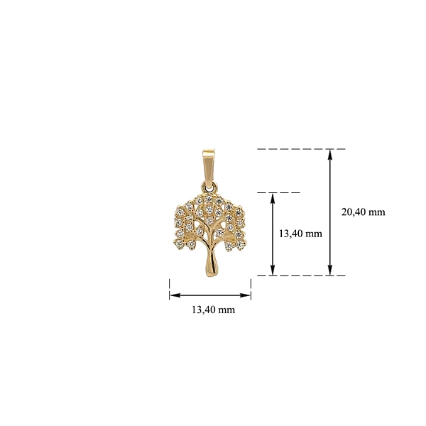 Gold Pendant Tree of Life with Zircons