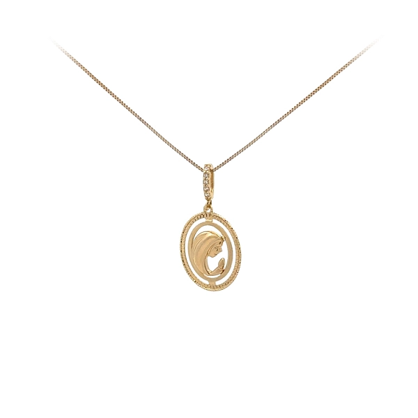 Gold Pendant Virgin Mary with Zircons