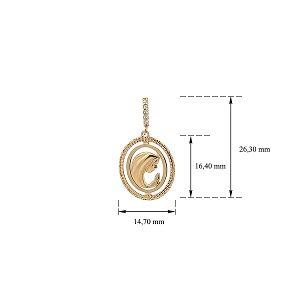 Gold Pendant Virgin Mary with Zircons