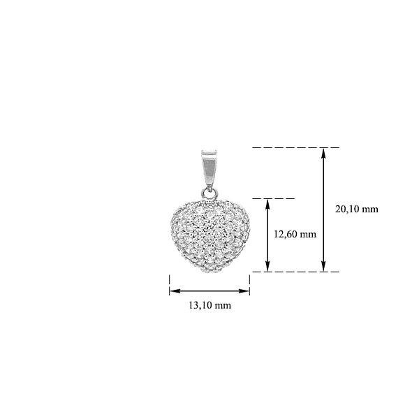 Gold Pendant Heart with Zircons