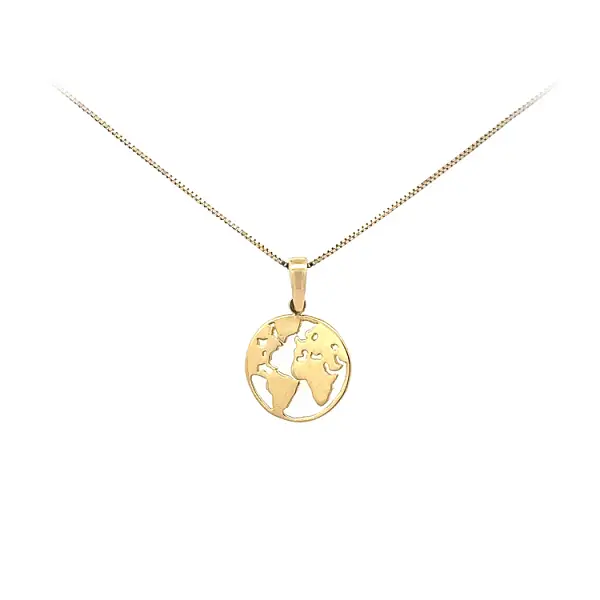 Gold Pendant Map of the World