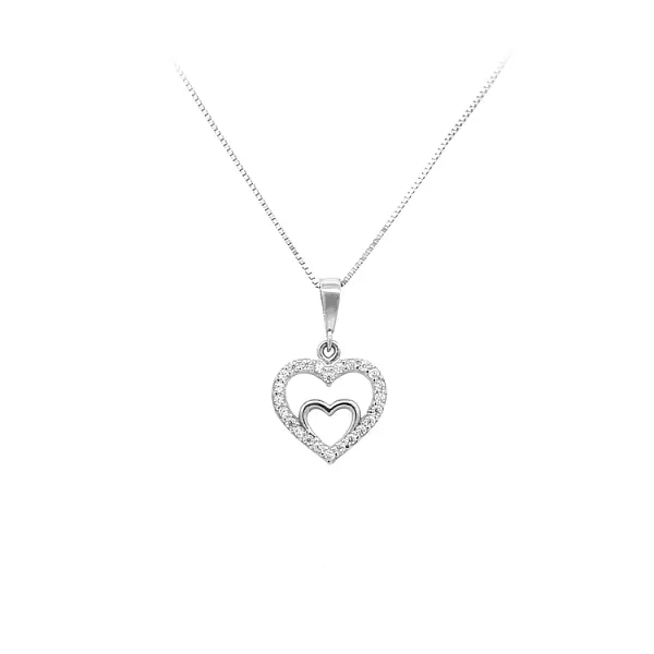Pendant Heart with White Gold Zircons