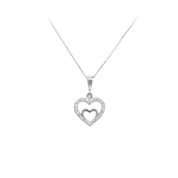 Pendant Heart with White Gold Zircons