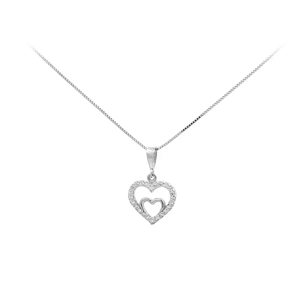 Pendant Heart with White Gold Zircons