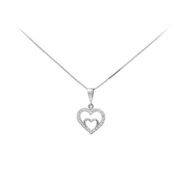 Pendant Heart with White Gold Zircons