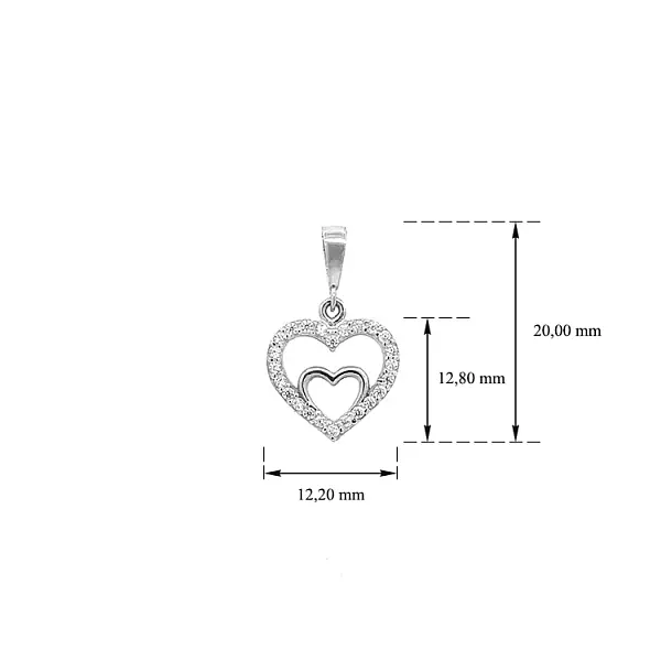 Pendant Heart with White Gold Zircons