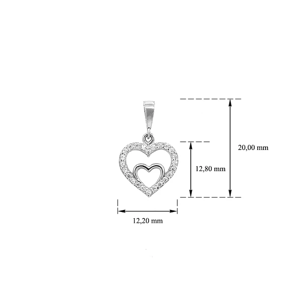 Pendant Heart with White Gold Zircons