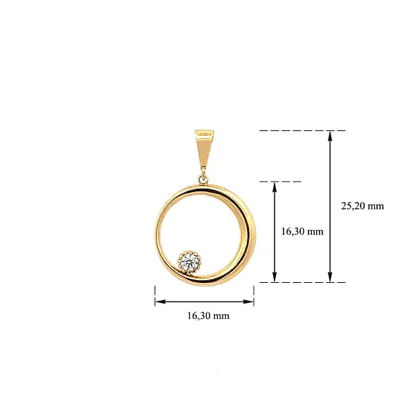 Gold Pendant with Zircon