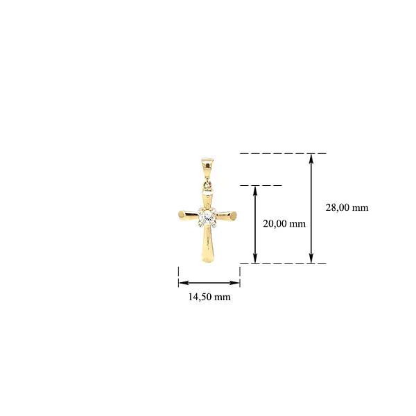 Gold Pendant Cross with Zircon