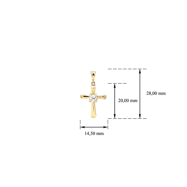 Gold Pendant Cross with Zircon