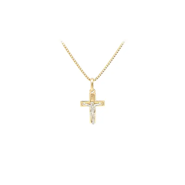 Pendant Cross with Jesus Christ made of Combined Gold