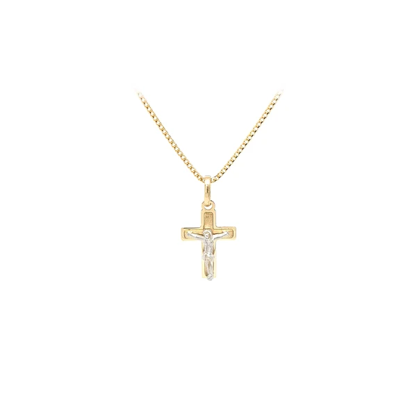 Pendant Cross with Jesus Christ made of Combined Gold