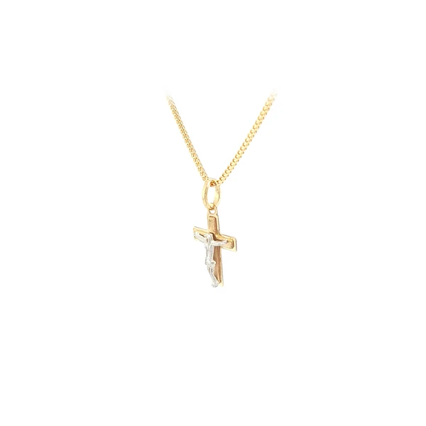 Pendant Cross with Jesus Christ made of Combined Gold