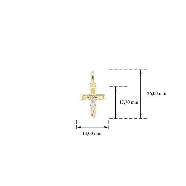 Pendant Cross with Jesus Christ made of Combined Gold