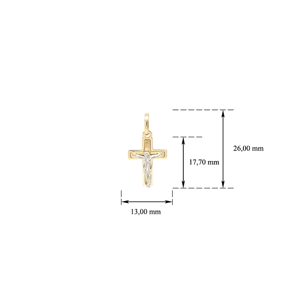 Pendant Cross with Jesus Christ made of Combined Gold
