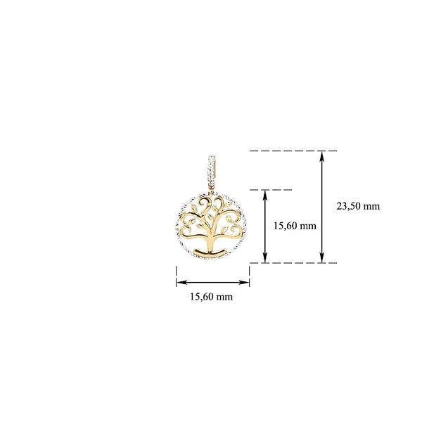 Pendant Tree of Life made of Combination Gold