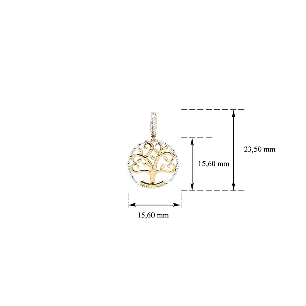 Pendant Tree of Life made of Combination Gold