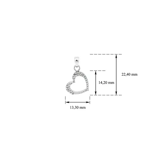 Pendant Heart with White Gold Zircons