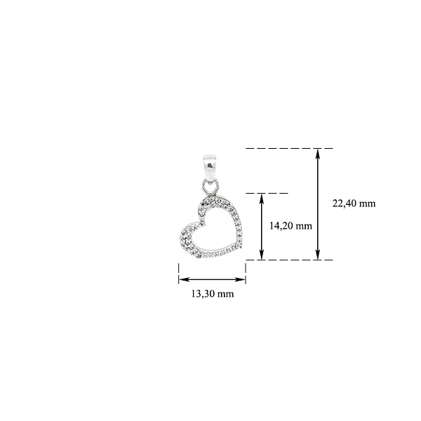 Pendant Heart with White Gold Zircons