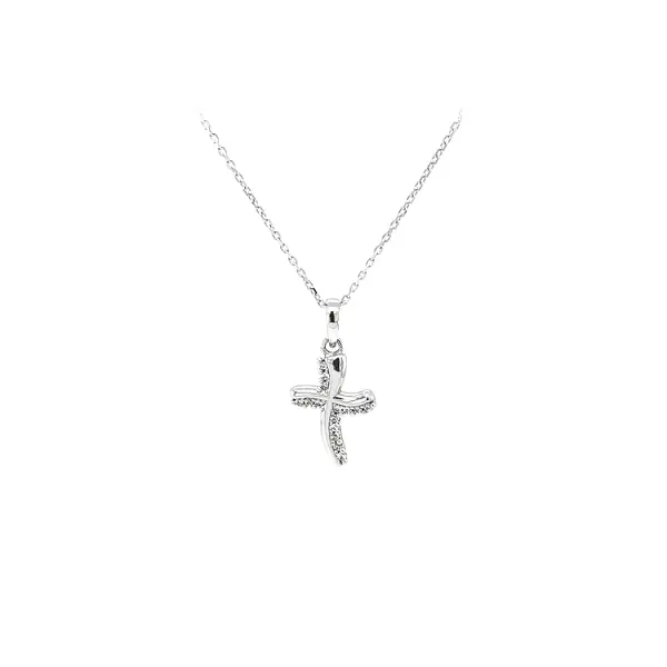 Pendant Cross with White Gold Zircons