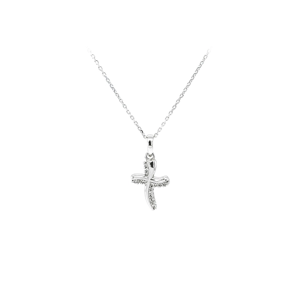 Pendant Cross with White Gold Zircons