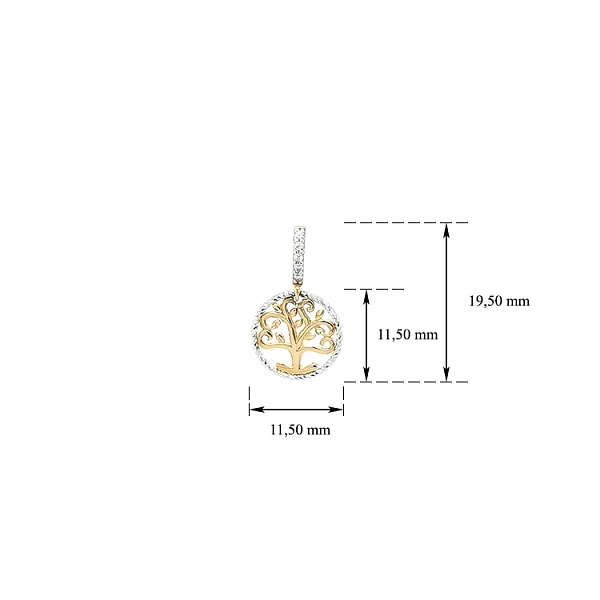 Pendant Tree of Life made of Combination Gold