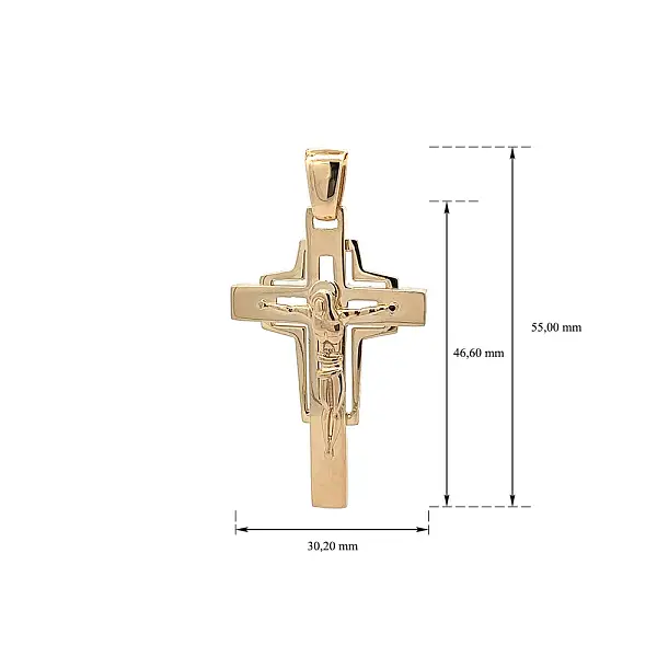 Gold Pendant Cross with Jesus Christ