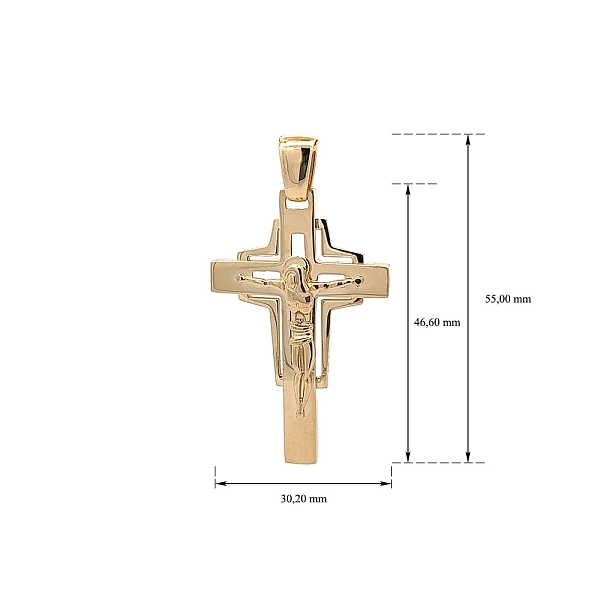 Gold Pendant Cross with Jesus Christ