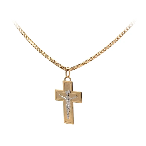Gold Pendant Cross with Jesus Christ