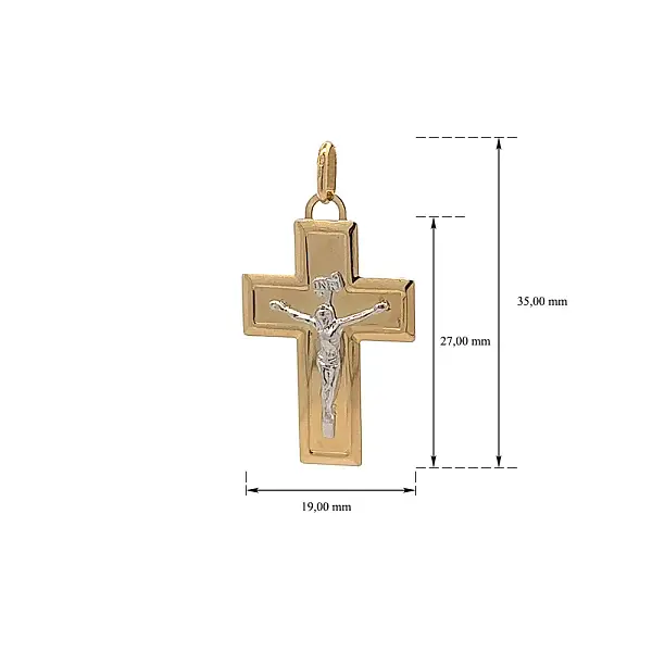 Gold Pendant Cross with Jesus Christ
