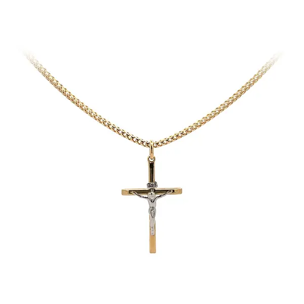 Gold Pendant Cross with Jesus Christ