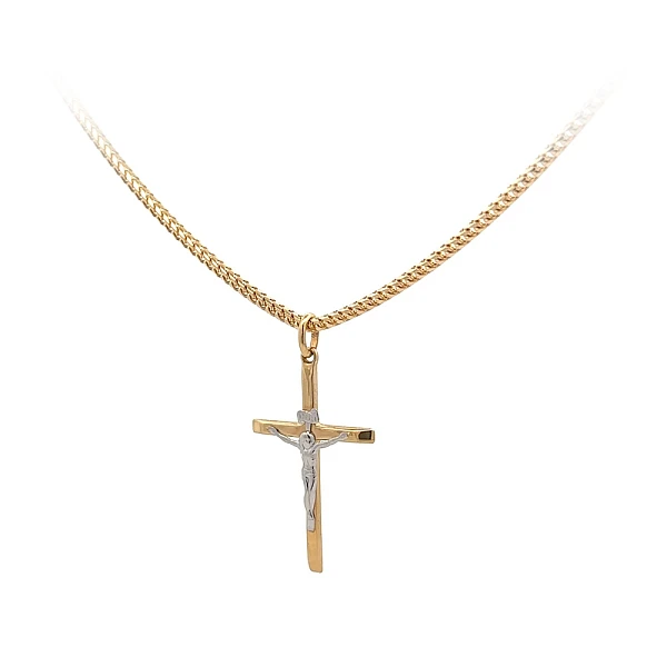 Gold Pendant Cross with Jesus Christ
