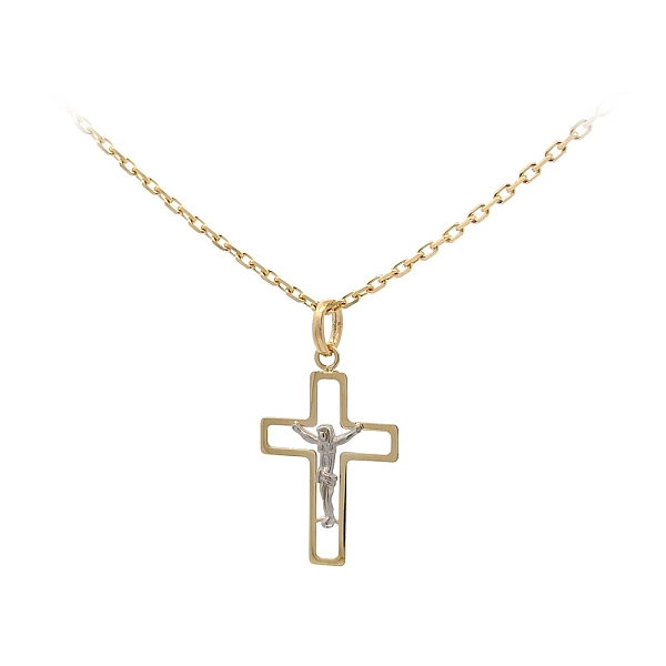 Gold Pendant Cross with Jesus Christ