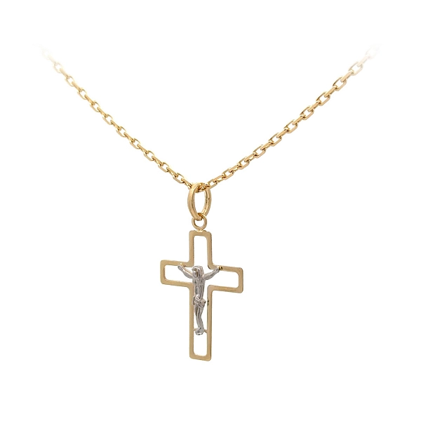 Gold Pendant Cross with Jesus Christ