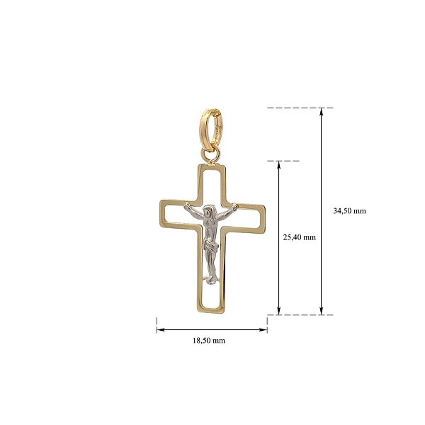 Gold Pendant Cross with Jesus Christ