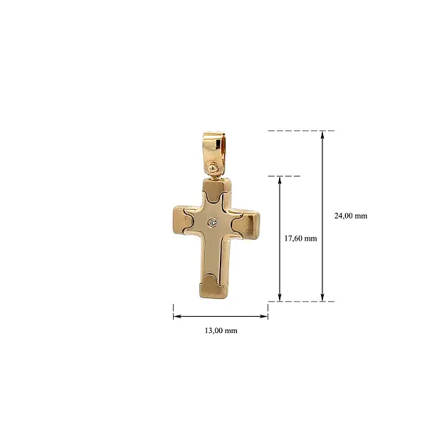 Gold Pendant Cross with Zircon