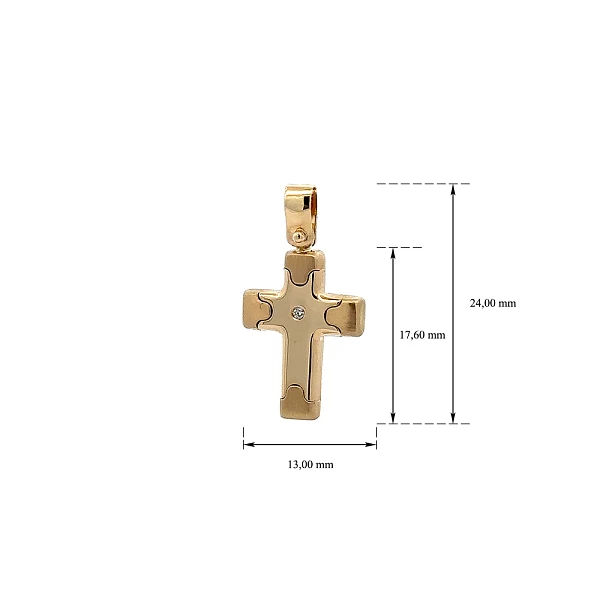 Gold Pendant Cross with Zircon