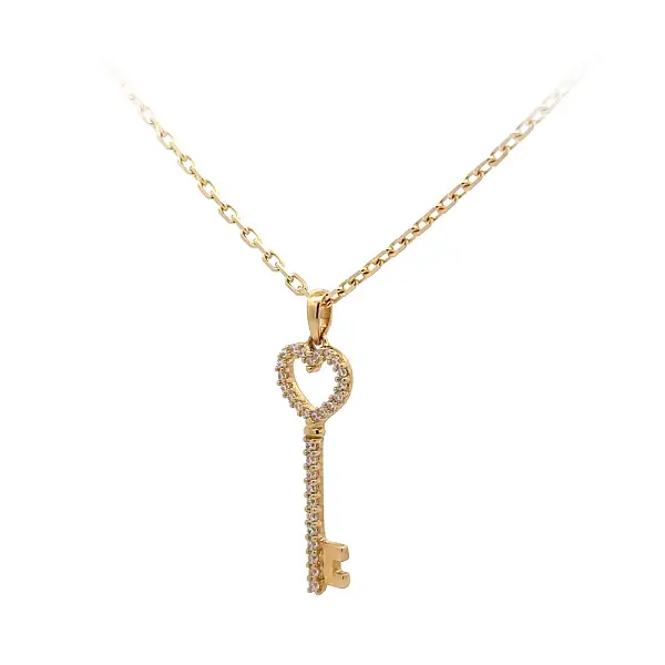Gold Pendant Key with Zircones